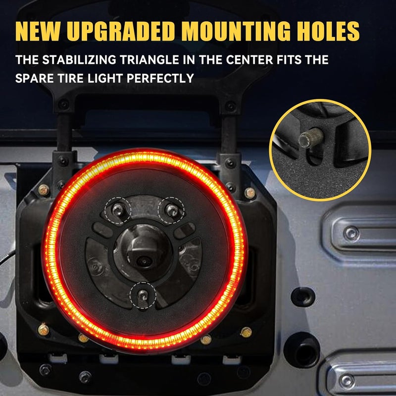 BORDAN Spare Tire Brake Light LED Third 3rd Brake Light for Wrangler JL JLU, Plug-N-Play Rear Ring Wheel Brake Light Compatible with Jeep Wrangler JL 2018 2019 2020 2021 2022 2023 2024 2025 - Image 3